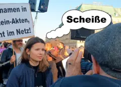 Luisa Neubauer vs. Schild „Klarnamen in Epstein-Akten, nicht im Netz!“, 22.03.26